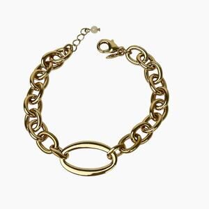 Avon Vintage Bracelet Open Oval Links Smooth Polished Gold Tone Shiny 7.5 Inch